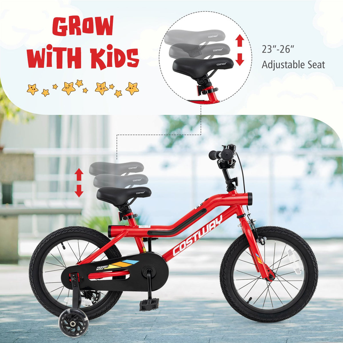 Patented 16 Inch Kids Bike with LED Lights Adjustable Carbon Steel Bicycle for 4-7 Years Old-16 inches view 5