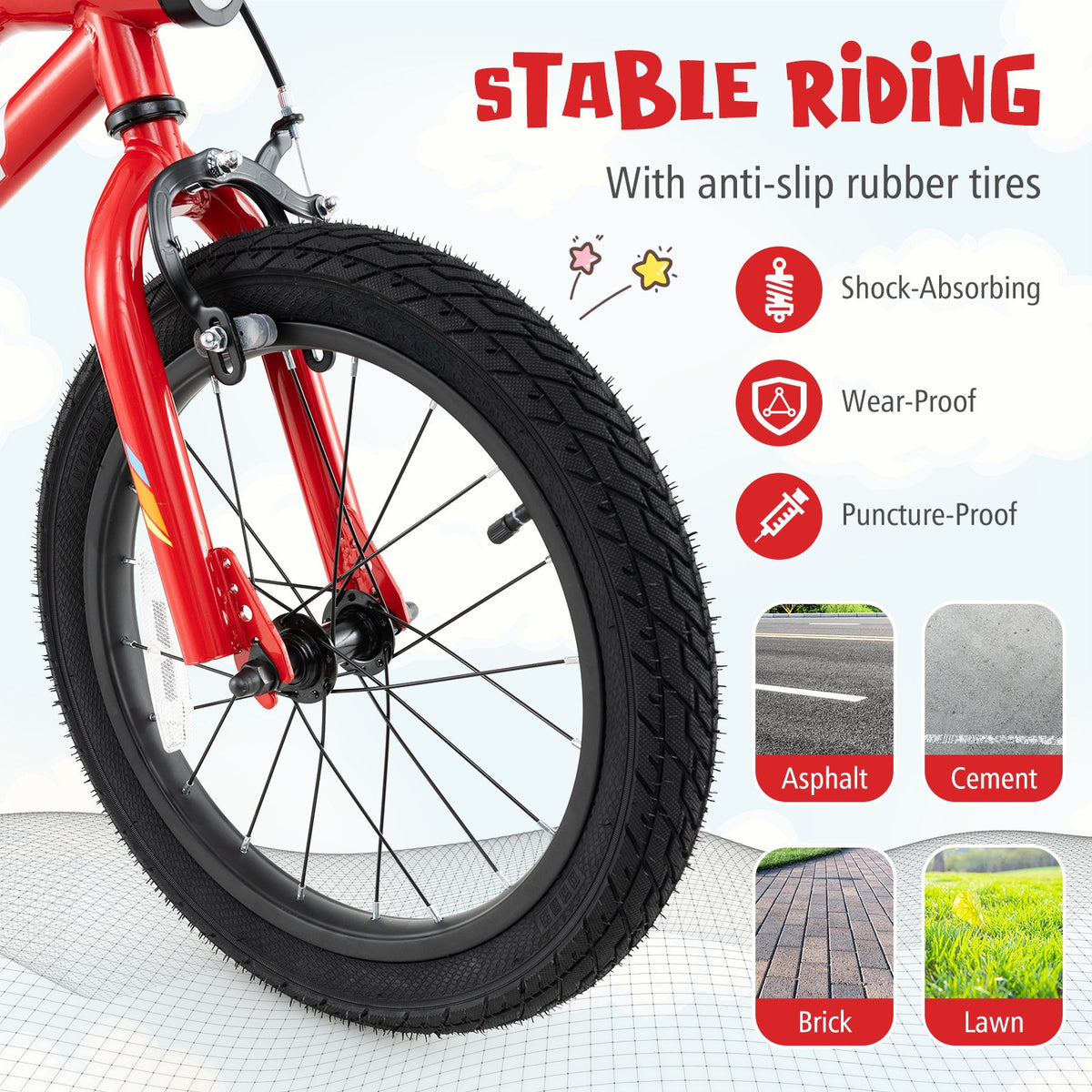 Patented 16 Inch Kids Bike with LED Lights Adjustable Carbon Steel Bicycle for 4-7 Years Old-16 inches view 7