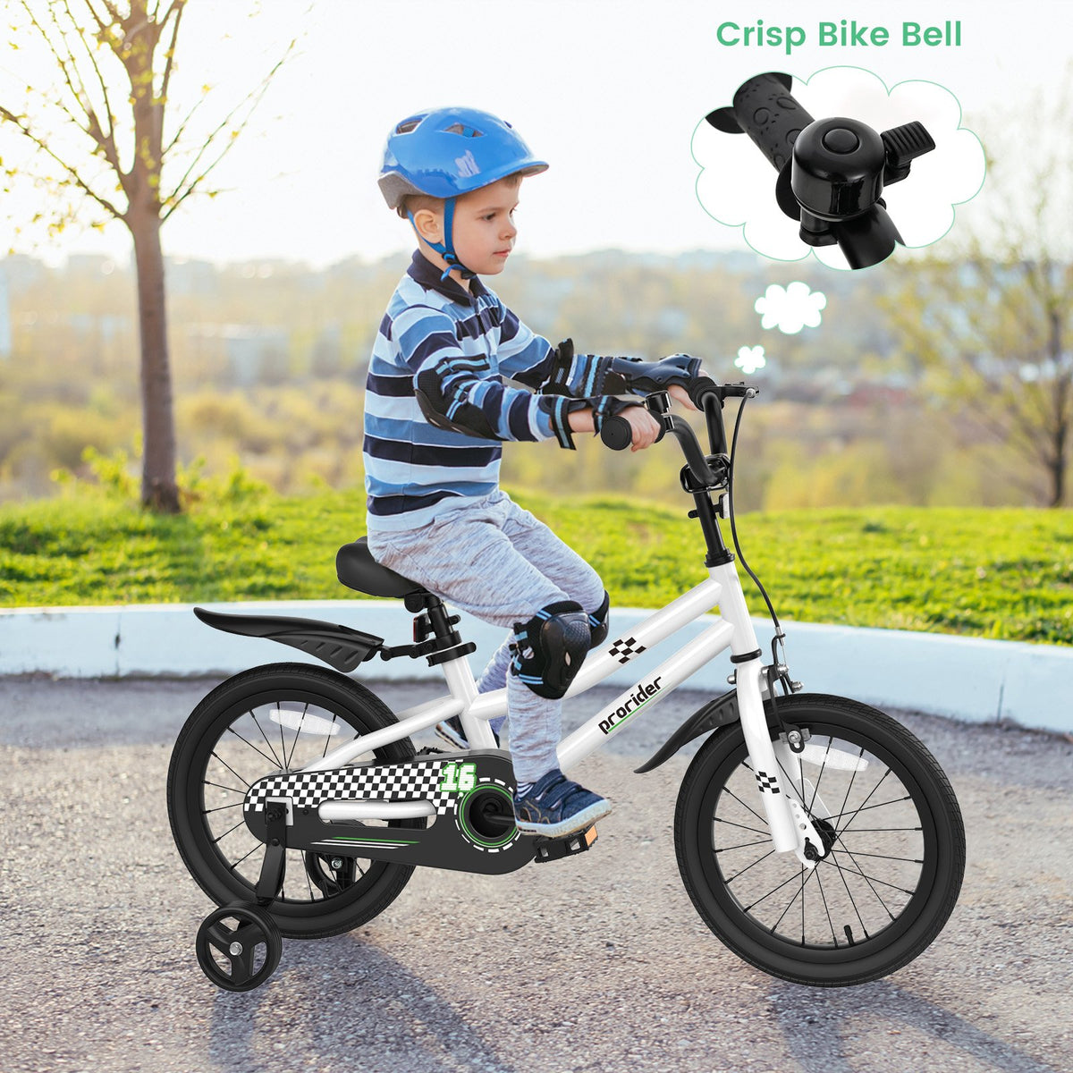 16 Inch Kids Bike with Removable Training Wheels-Black & White view 5