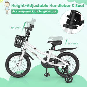 16 Inch Kids Bike with Removable Training Wheels-Black & White view 7