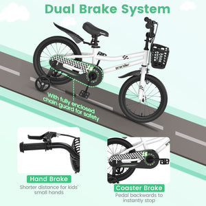16 Inch Kids Bike with Removable Training Wheels-Black & White view 8
