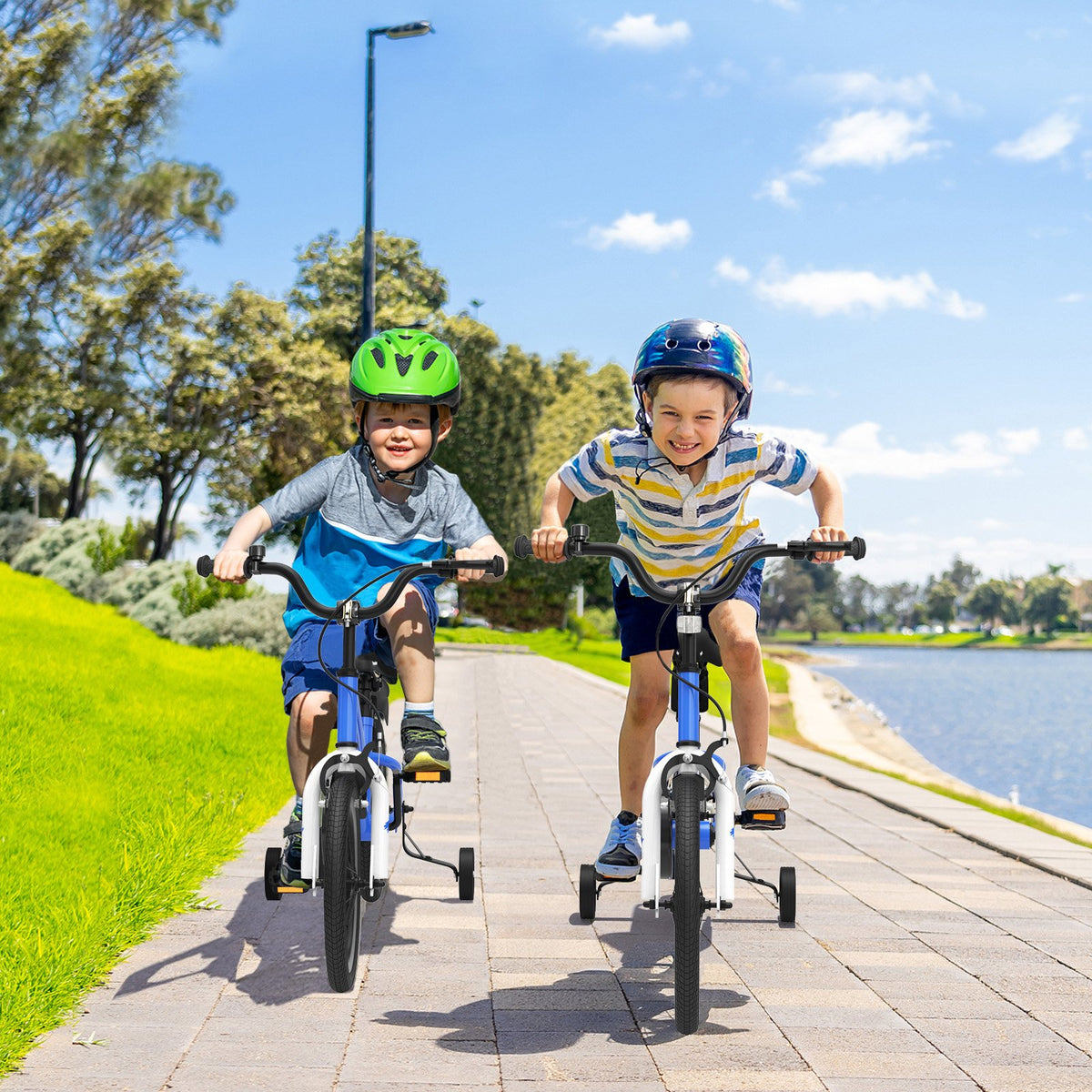 16 Inch Kids Bike with Removable Training Wheels-Blue view 2