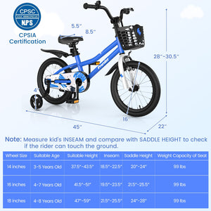 16 Inch Kids Bike with Removable Training Wheels-Blue view 3