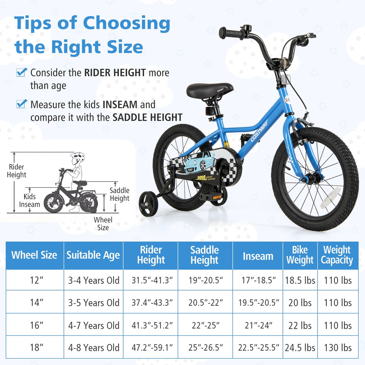 16 Inch Kids Bike with Removable Training Wheels for Aged 4-7 Years Old view 4