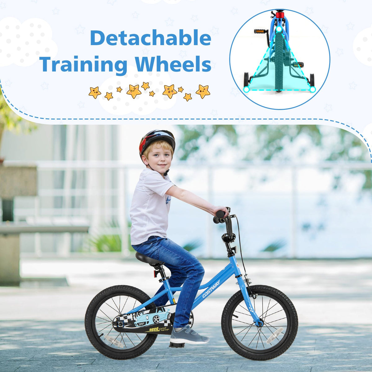 16 Inch Kids Bike with Removable Training Wheels for Aged 4-7 Years Old view 6