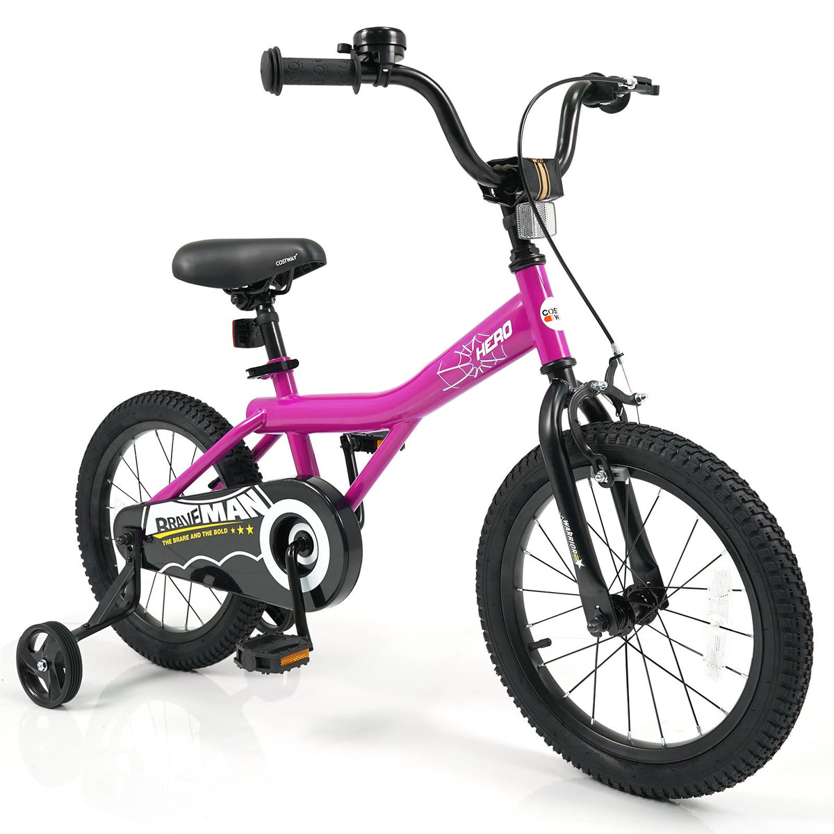 16-Inch Kids Bike with Removable Training Wheels Pink-Brave Hero