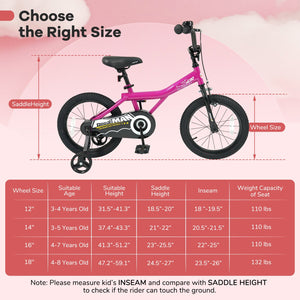 16-Inch Kids Bike with Removable Training Wheels Pink-Brave Hero view 4