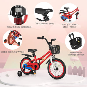 16 Inch Kids Bike with Removable Training Wheels-Red view 5