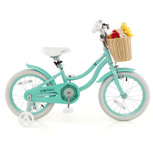 16-Inch Kids Bike with Training Wheels and Adjustable Handlebar Seat-Green view 4