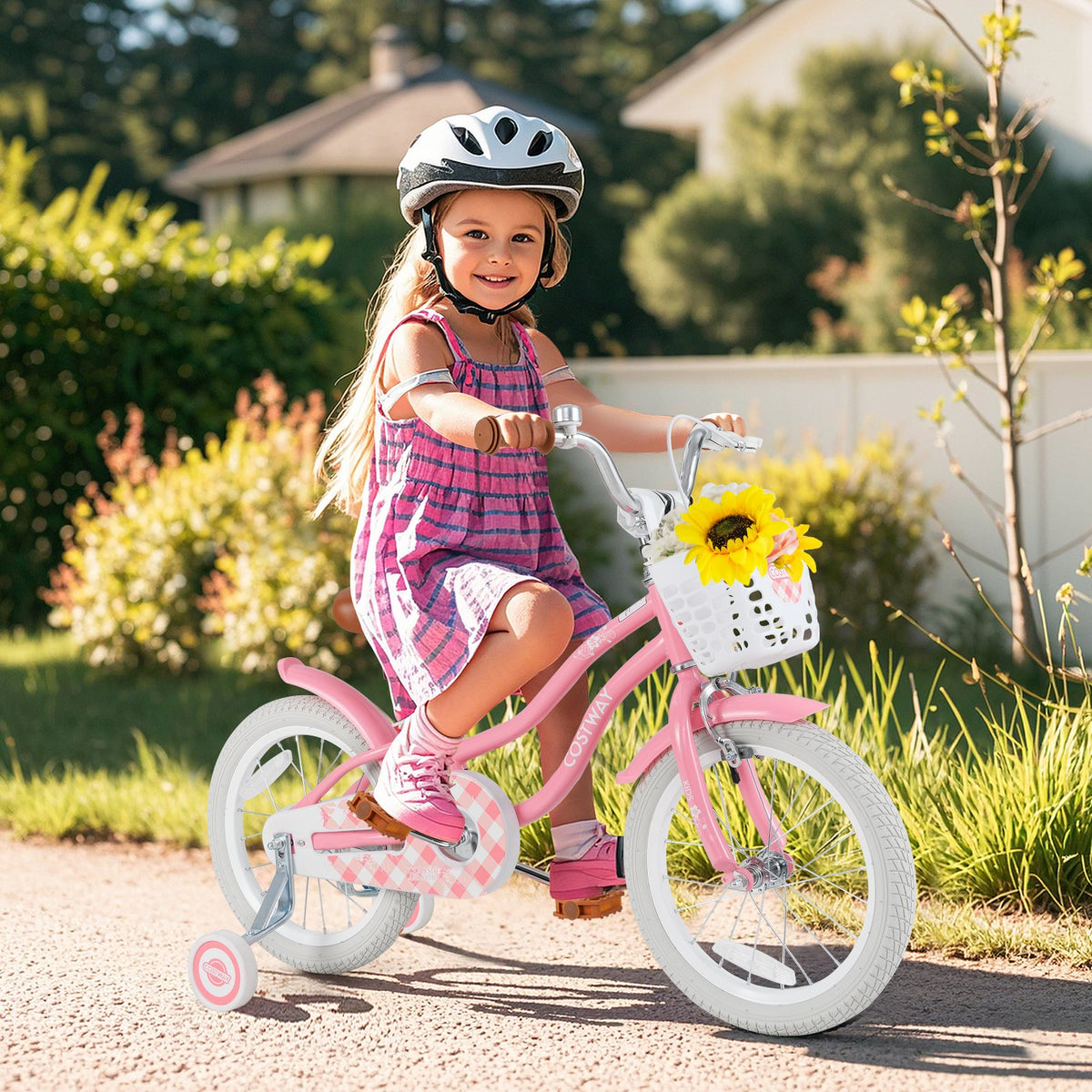 16 Inch Kids Bike with Training Wheels and Basket for Boys Girls 4-7 Years Old-16 inches view 2
