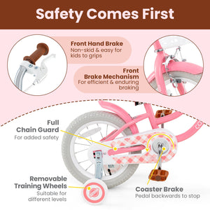 16 Inch Kids Bike with Training Wheels and Basket for Boys Girls 4-7 Years Old-16 inches view 6