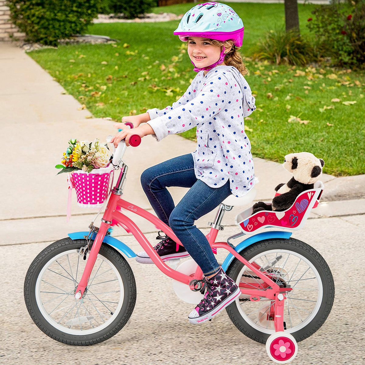 16 Inch Kids Bike with Training Wheels and Storage Basket-16 inches view 2