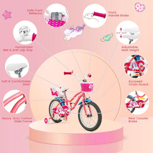 16 Inch Kids Bike with Training Wheels and Storage Basket-16 inches view 8