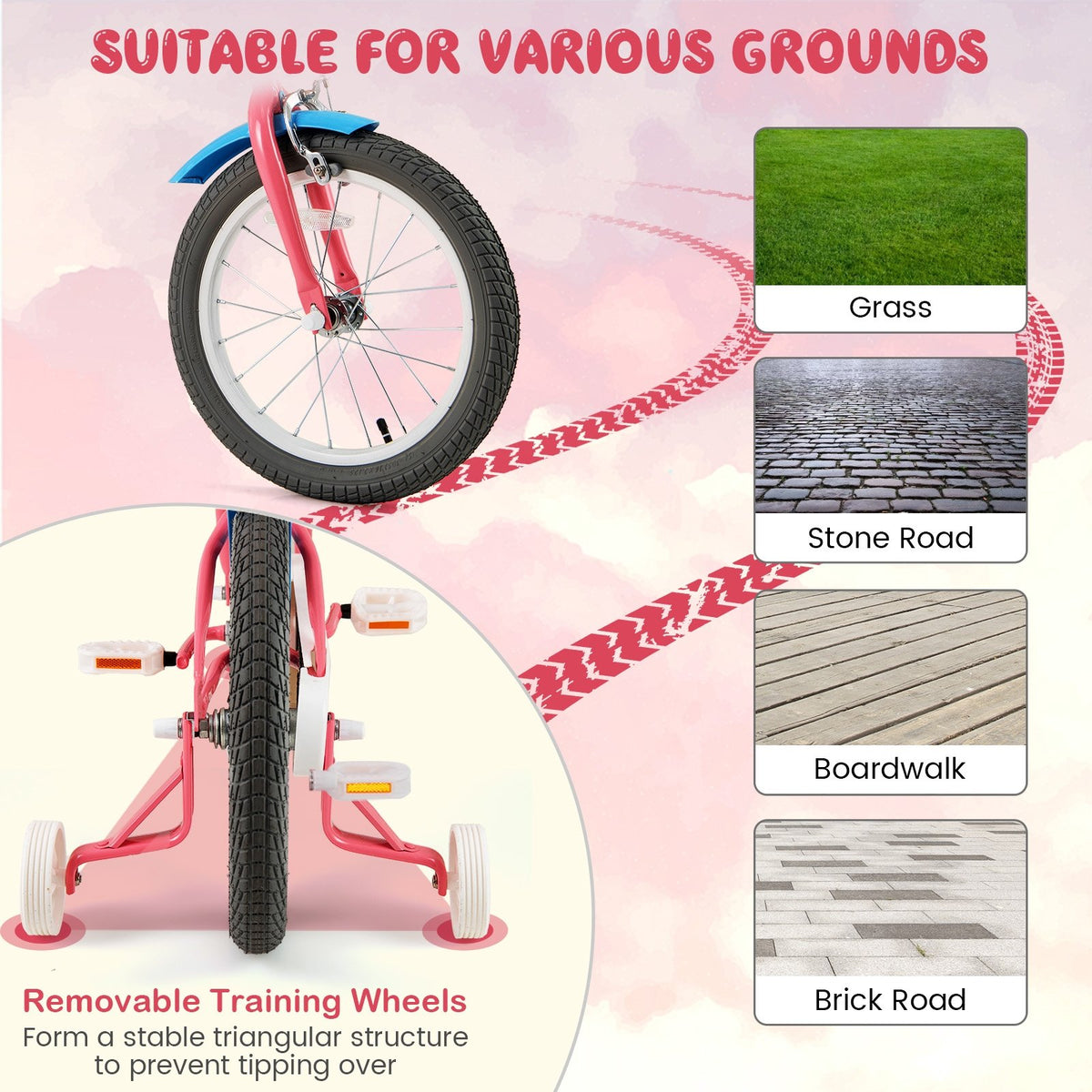 16 Inch Kids Bike with Training Wheels and Storage Basket-16 inches view 9