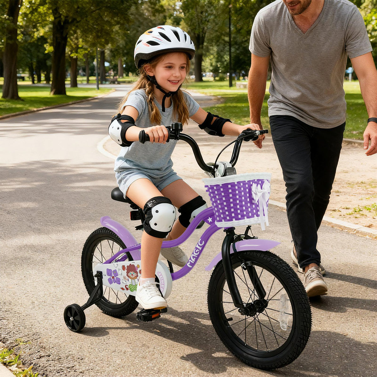16 Inch Kids Bike with Training Wheels for Aged 4-7 Years Old - Magic Purple view 2