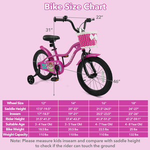 16 Inch Kids Bike with Training Wheels for Aged 4-7 Years Old - Magic Rose view 4