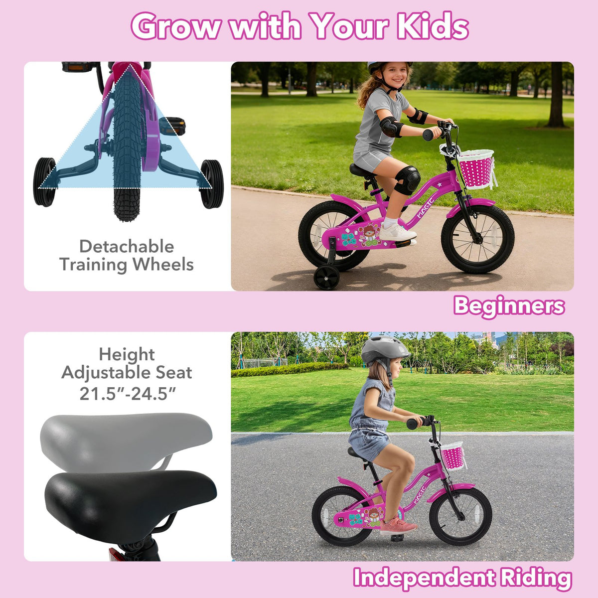 16 Inch Kids Bike with Training Wheels for Aged 4-7 Years Old - Magic Rose view 6