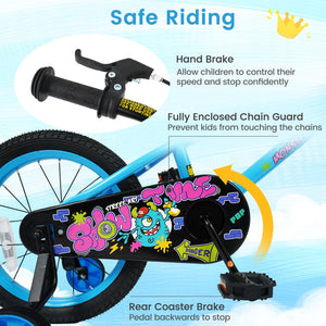 16 Inch Kids Bike with Training Wheels for Ages 4-7 Years Old Blue- Street Art Time view 5