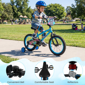 16 Inch Kids Bike with Training Wheels for Ages 4-7 Years Old Blue- Street Art Time view 9
