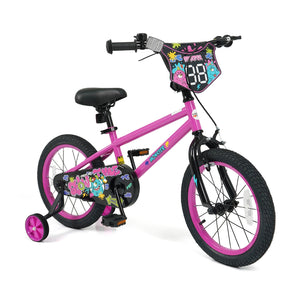 16 Inch Kids Bike with Training Wheels for Ages 4-7 Years Old Pink- Street Art Time