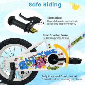 16 Inch Kids Bike with Training Wheels for Ages 4-7 Years Old White- Street Art Time view 5