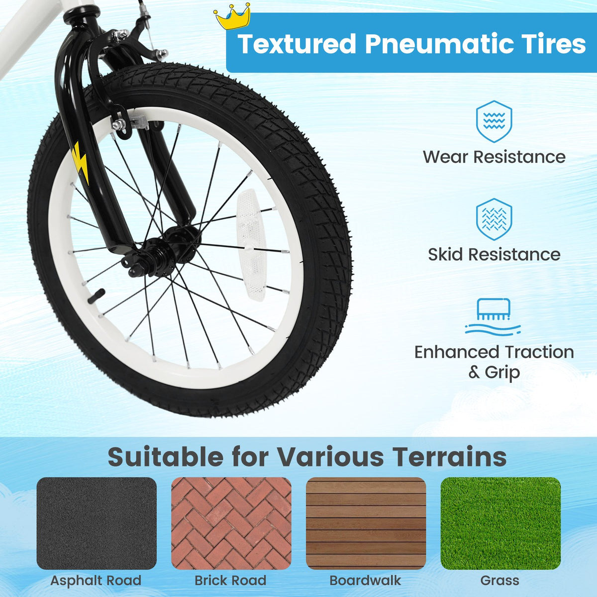 16 Inch Kids Bike with Training Wheels for Ages 4-7 Years Old White- Street Art Time view 7