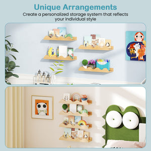 16 Inch Kids Bookshelf Set of 4 Floating Nursery Book Shelves for Decoration Book Toy Storage-Natural view 9