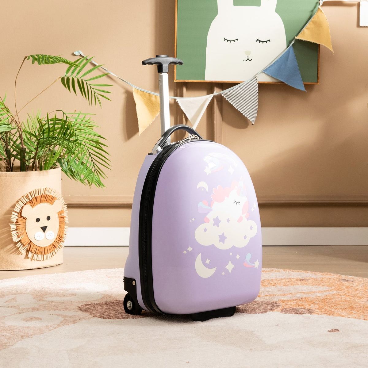 16 Inch Kids Carry-On Luggage Hard Shell Suitcase with Wheels-Pink view 2