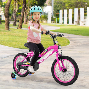Patented 16 Inch LED Lighted Kids Bike with Training Wheels and Headlight for Ages 4-7 Years-16 inches view 2