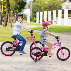 Patented 16 Inch LED Lighted Kids Bike with Training Wheels and Headlight for Ages 4-7 Years-16 inches view 3