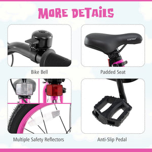 Patented 16 Inch LED Lighted Kids Bike with Training Wheels and Headlight for Ages 4-7 Years-16 inches view 5