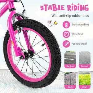 Patented 16 Inch LED Lighted Kids Bike with Training Wheels and Headlight for Ages 4-7 Years-16 inches view 6
