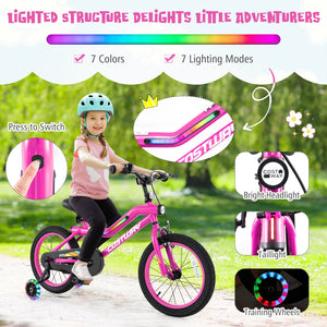 Patented 16 Inch LED Lighted Kids Bike with Training Wheels and Headlight for Ages 4-7 Years-16 inches view 8