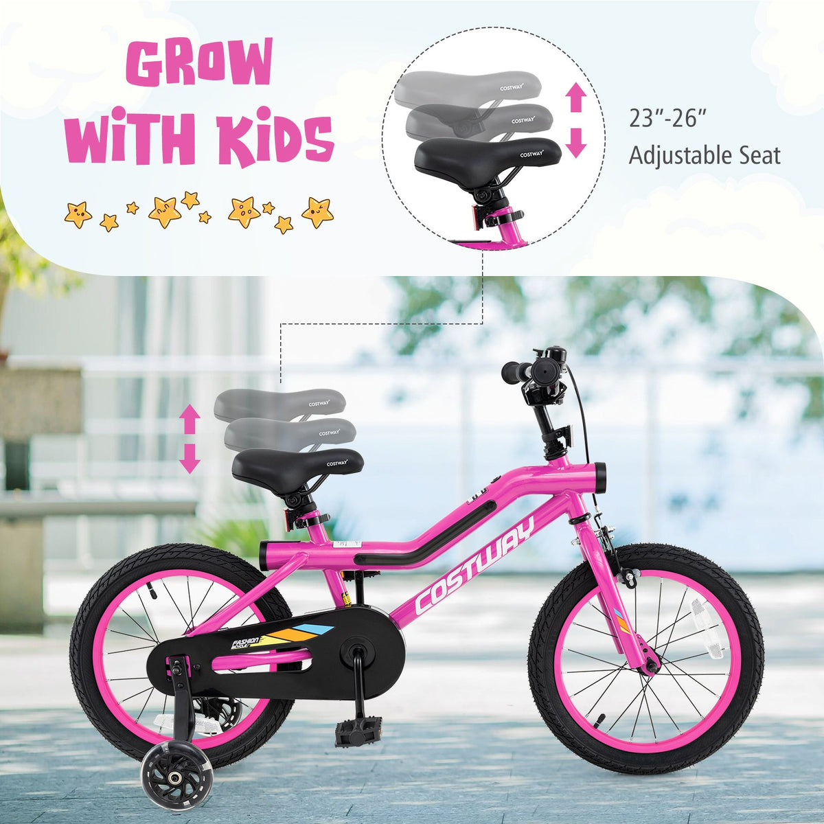 Patented 16 Inch LED Lighted Kids Bike with Training Wheels and Headlight for Ages 4-7 Years-16 inches view 9
