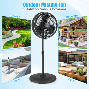 16 Inch Outdoor Misting Fan Oscillating Pedestal Fan with 3 Mist Levels-Black view 6