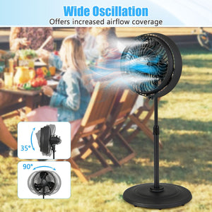 16 Inch Outdoor Misting Fan Oscillating Pedestal Fan with 3 Mist Levels-Black view 7