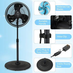 16 Inch Outdoor Misting Fan Oscillating Pedestal Fan with 3 Mist Levels-Black view 9