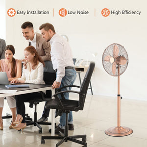 16 Inch Pedestal Standing Fan Oscillating Pedestal Fan with 3 Speeds and Adjustable Height-Copper view 2
