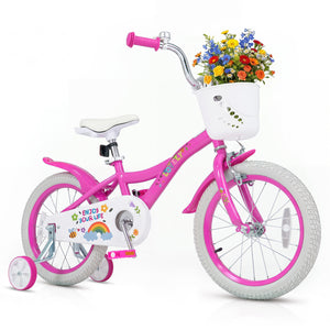 16 Inches Girls Bike for 4-7 Years Old with Basket - Spring Party, Pink