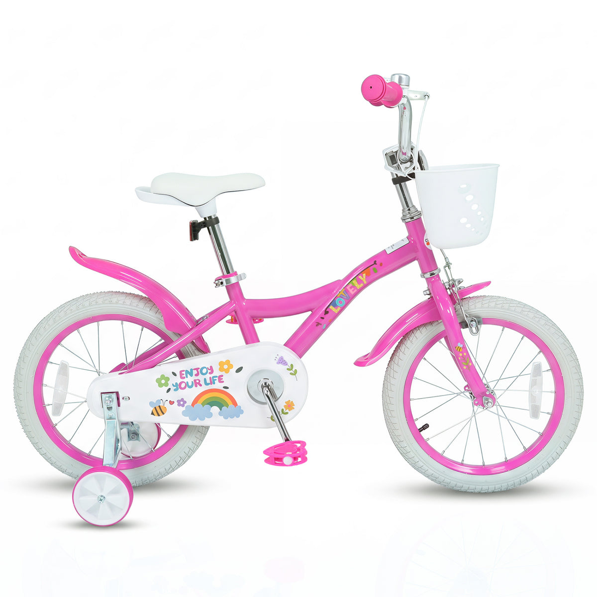 16 Inches Girls Bike for 4-7 Years Old with Basket - Spring Party, Pink view 4
