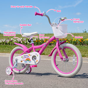16 Inches Girls Bike for 4-7 Years Old with Basket - Spring Party, Pink view 6