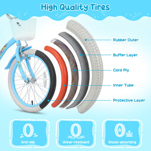 16 Inches Girls Bike for 4-7 Years Old with Training Wheels and Basket Spring Party Blue view 8