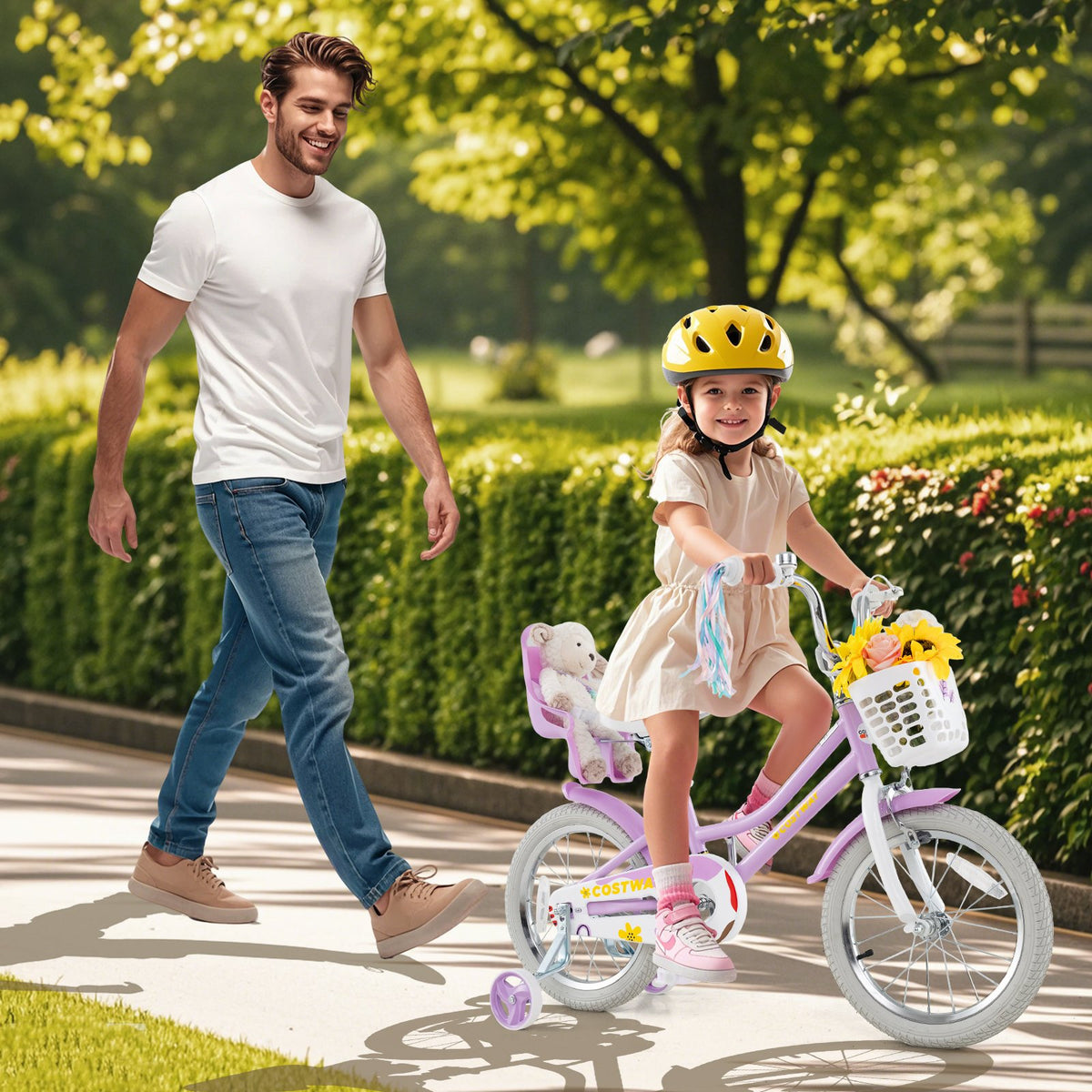 16 Inches Girls Bike Kids Bicycle with Doll Seat and Streamers for Children 4-7 Years Old view 2