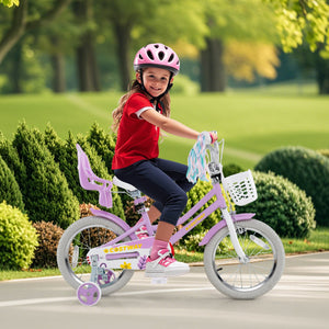 16 Inches Girls Bike Kids Bicycle with Doll Seat and Streamers for Children 4-7 Years Old view 3