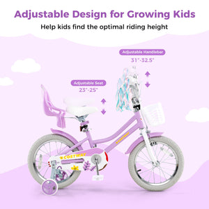 16 Inches Girls Bike Kids Bicycle with Doll Seat and Streamers for Children 4-7 Years Old view 5