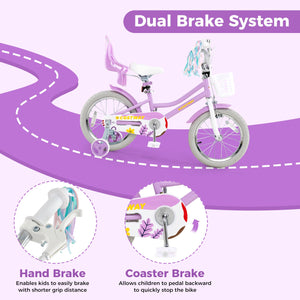 16 Inches Girls Bike Kids Bicycle with Doll Seat and Streamers for Children 4-7 Years Old view 7
