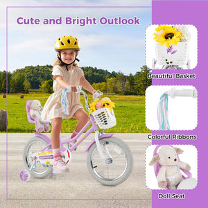 16 Inches Girls Bike Kids Bicycle with Doll Seat and Streamers for Children 4-7 Years Old view 9