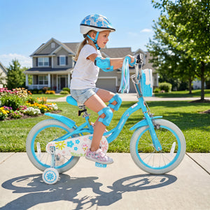 16 Inches Girls Bike with Front Bag and Streamers for 4-7 Years Blue view 2