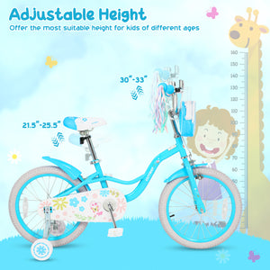 16 Inches Girls Bike with Front Bag and Streamers for 4-7 Years Blue view 6