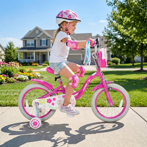 16 Inches Girls Bike with Front Bag and Streamers for 4-7 Years Pink view 3